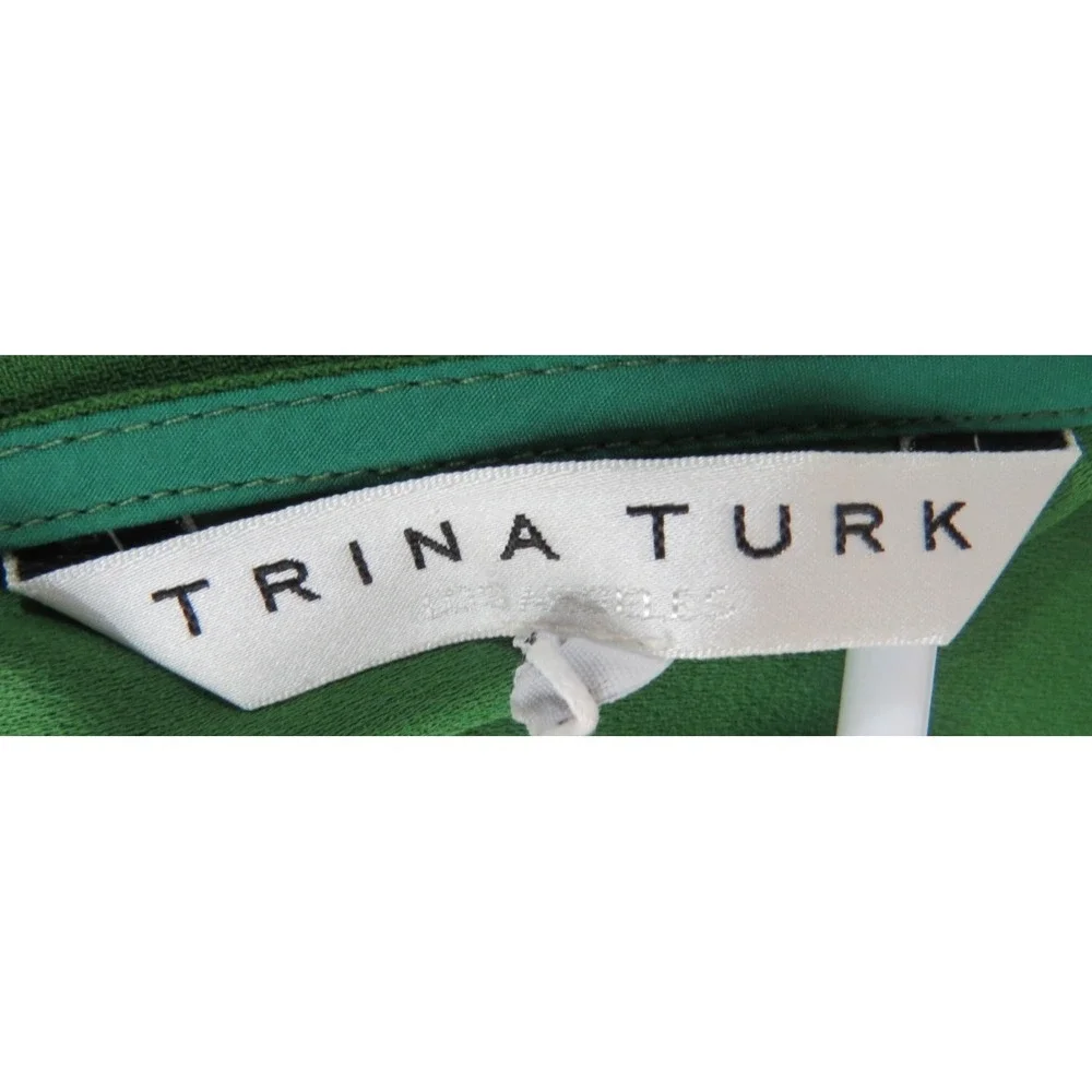 NWT Trina Turk Mellow Top Womens 0 Green Recycled Polyester V-Neck Dolman Sleeve